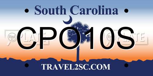 CPO10S South Carolina License Plate