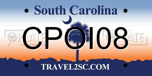 CPOI08 South Carolina License Plate