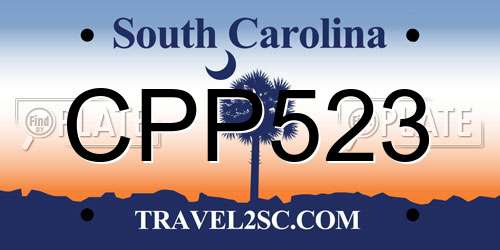 CPP523 South Carolina License Plate