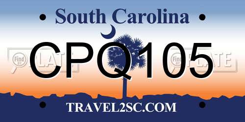 CPQ105 South Carolina License Plate