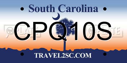 CPQ10S South Carolina License Plate
