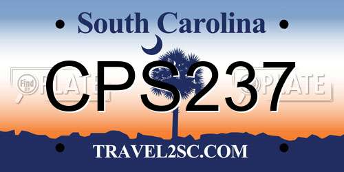 CPS237 South Carolina License Plate
