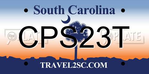 CPS23T South Carolina License Plate