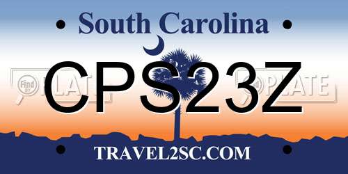 CPS23Z South Carolina License Plate