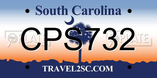 CPS732 South Carolina License Plate