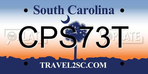 CPS73T South Carolina License Plate