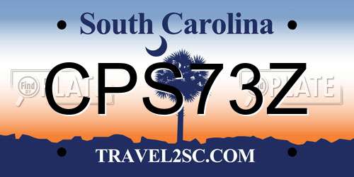 CPS73Z South Carolina License Plate