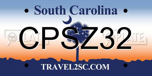 CPSZ32 South Carolina License Plate