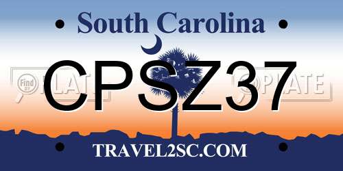 CPSZ37 South Carolina License Plate