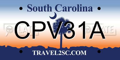 CPV31A South Carolina License Plate