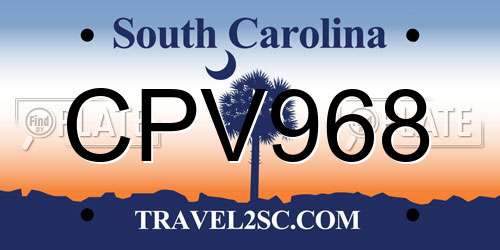 CPV968 South Carolina License Plate