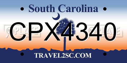 CPX4340 South Carolina License Plate