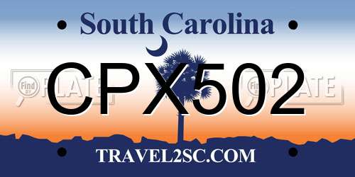 CPX502 South Carolina License Plate