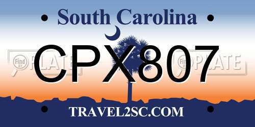 CPX807 South Carolina License Plate