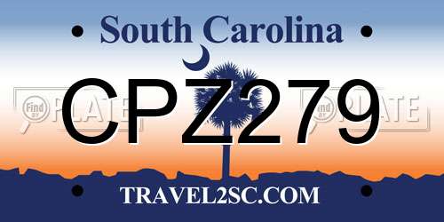 CPZ279 South Carolina License Plate