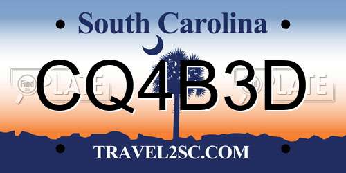 CQ4B3D South Carolina License Plate