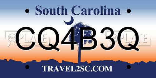 CQ4B3Q South Carolina License Plate