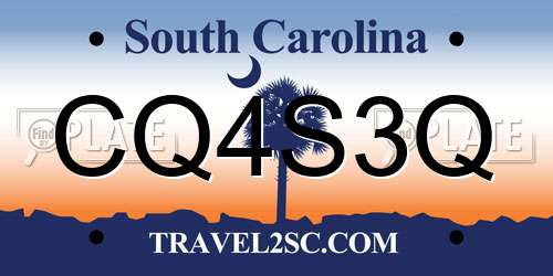 CQ4S3Q South Carolina License Plate