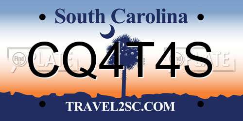 CQ4T4S South Carolina License Plate
