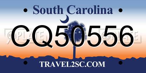 CQ50556 South Carolina License Plate