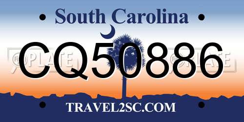 CQ50886 South Carolina License Plate