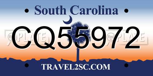 CQ55972 South Carolina License Plate