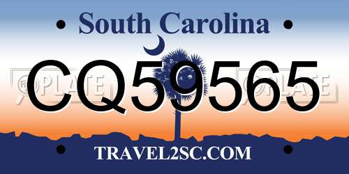 CQ59565 South Carolina License Plate
