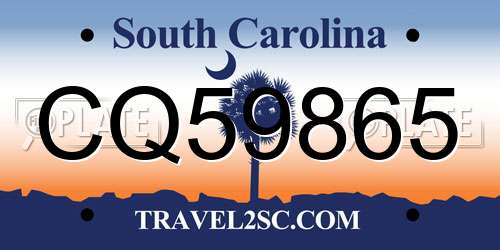 CQ59865 South Carolina License Plate