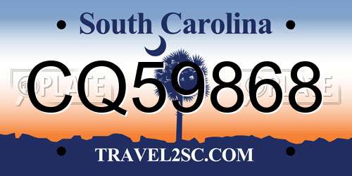 CQ59868 South Carolina License Plate