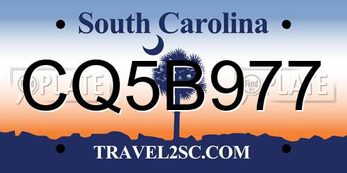 CQ5B977 South Carolina License Plate
