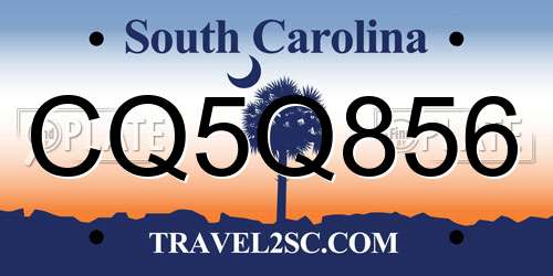 CQ5Q856 South Carolina License Plate