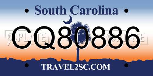 CQ80886 South Carolina License Plate