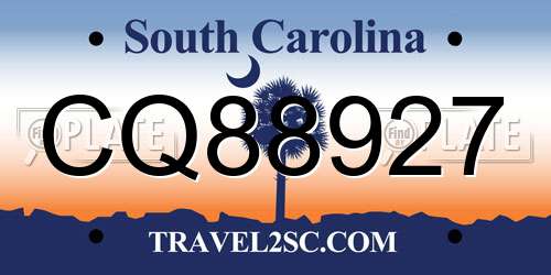 CQ88927 South Carolina License Plate