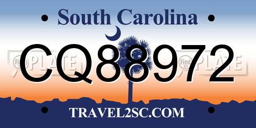 CQ88972 South Carolina License Plate