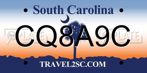 CQ8A9C South Carolina License Plate