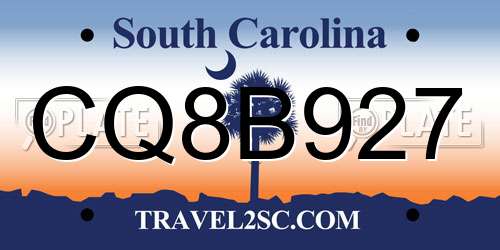 CQ8B927 South Carolina License Plate