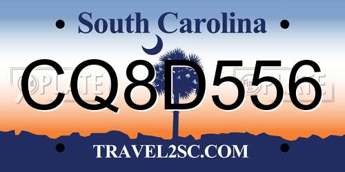 CQ8D556 South Carolina License Plate
