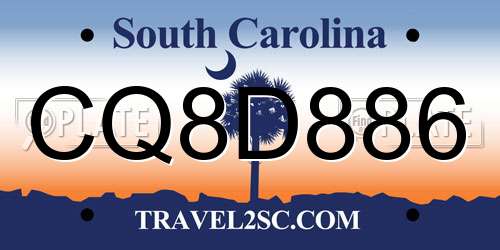 CQ8D886 South Carolina License Plate