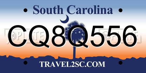 CQ8Q556 South Carolina License Plate