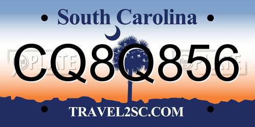 CQ8Q856 South Carolina License Plate