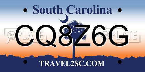 CQ8Z6G South Carolina License Plate