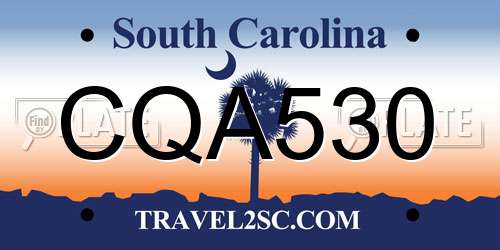 CQA530 South Carolina License Plate