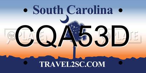 CQA53D South Carolina License Plate