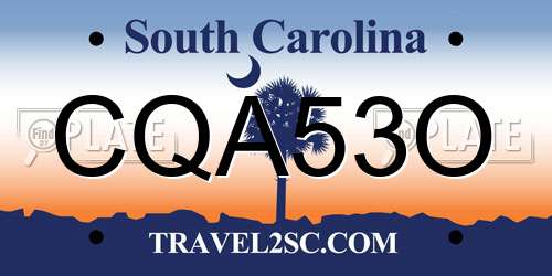 CQA53O South Carolina License Plate