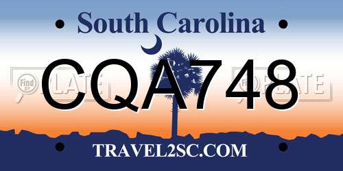 CQA748 South Carolina License Plate