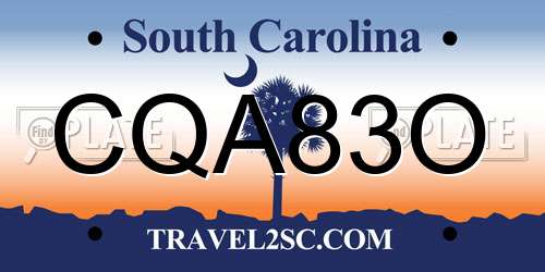 CQA83O South Carolina License Plate