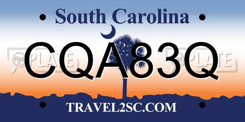 CQA83Q South Carolina License Plate