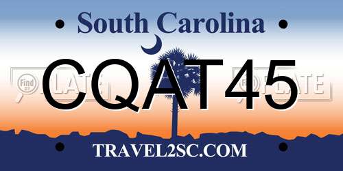 CQAT45 South Carolina License Plate