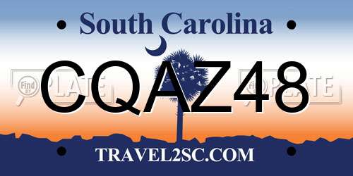 CQAZ48 South Carolina License Plate