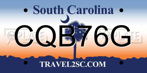 CQB76G South Carolina License Plate